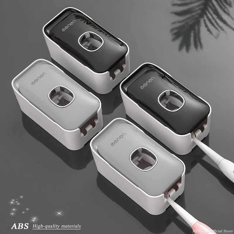 MENGNI Automatic Toothpaste Dispenser: Wall-Mounted Squeezer with Toothbrush Holder - Bathroom Accessories Set