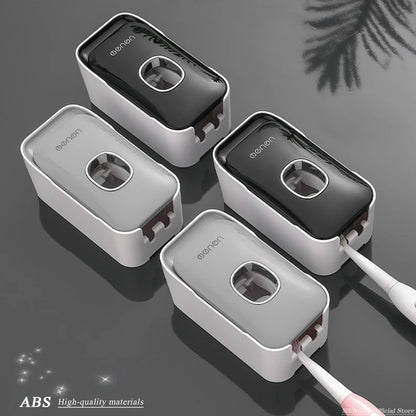 MENGNI Automatic Toothpaste Dispenser: Wall-Mounted Squeezer with Toothbrush Holder - Bathroom Accessories Set