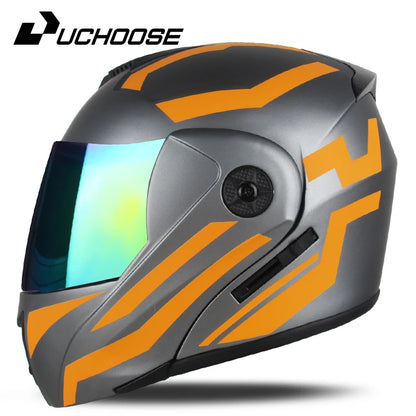 New Full Face Motorcycle Helmet – Racing Helmet with Double Sun Visor & Flip-Up Double Lens for Men & Women, DOT Certified