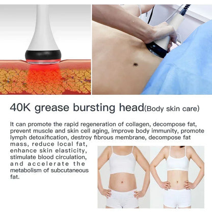 40K Ultrasonic Cavitation Machine – Body Slimming & Facial Lifting RF Beauty Massager for Weight Loss