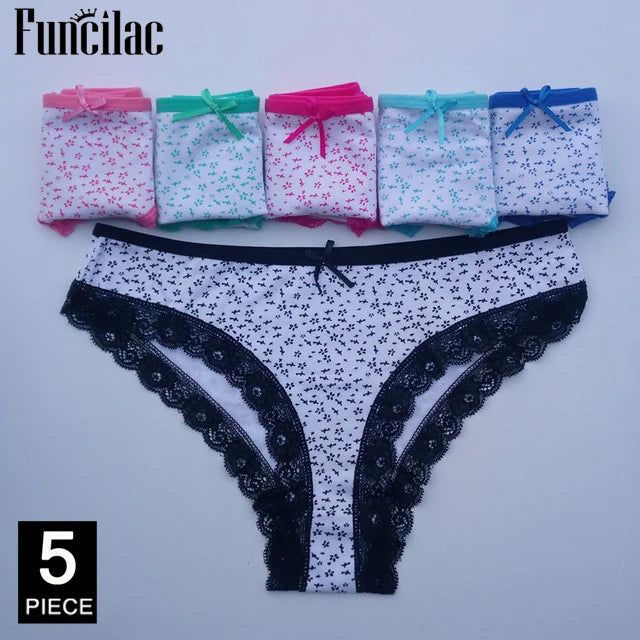 5-Pcs Women’s Cotton Panties Set – Sexy Bikini Briefs for Girls & Ladies, Free Shipping