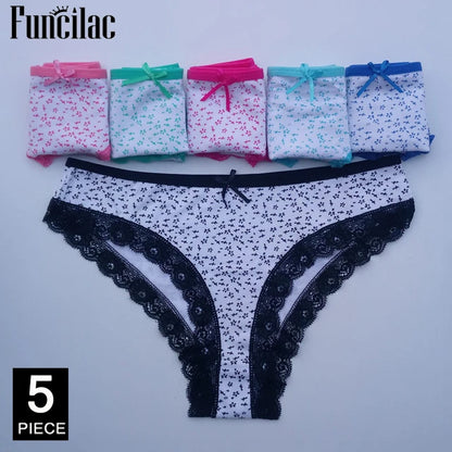 5 Pcs Women’s Cotton Panties Set - Soft Bikini Briefs Sexy Ladies Underwear Comfortable Everyday Briefs