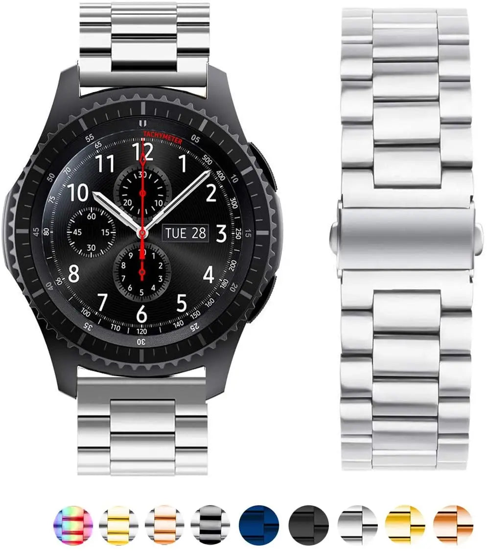 22mm/20mm Metal Watch Strap – Compatible with Garmin Vivoactive 3/4/5, Forerunner 245/645/745/965, Venu 2/3, SQ2 Music