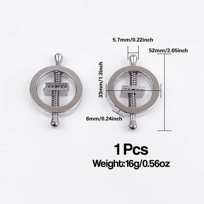 Adjustable Metal Nipple Clamps - Pair of Spring-Loaded Breast Clips for Adult BDSM and Sensory Play