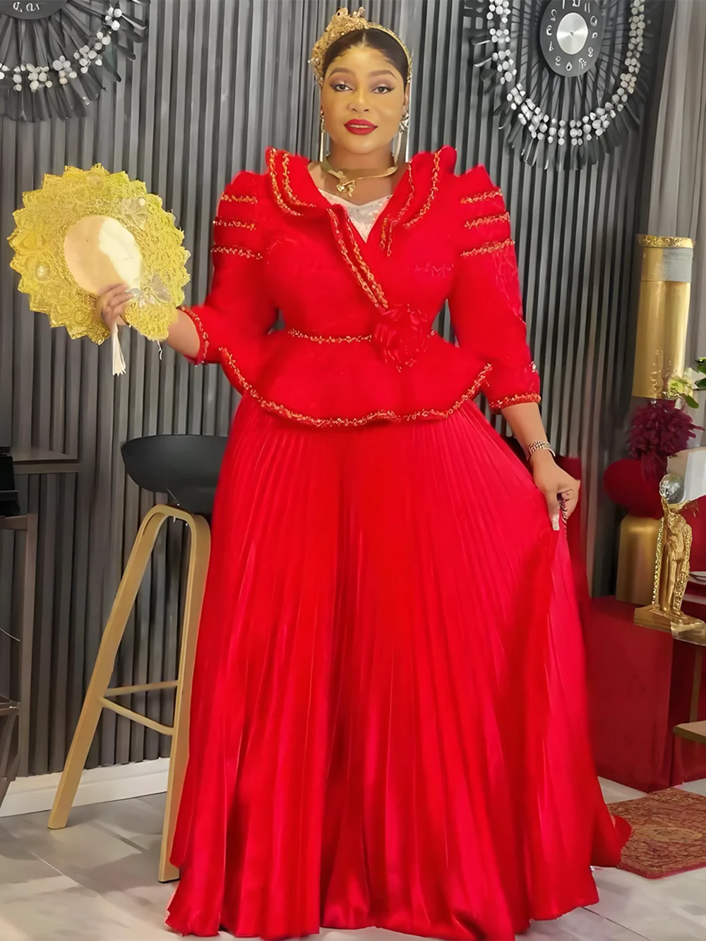 African 2-Piece Outfits for Women - Dashiki Ankara Top and Skirt Set for Plus Size Wedding & Party Wear