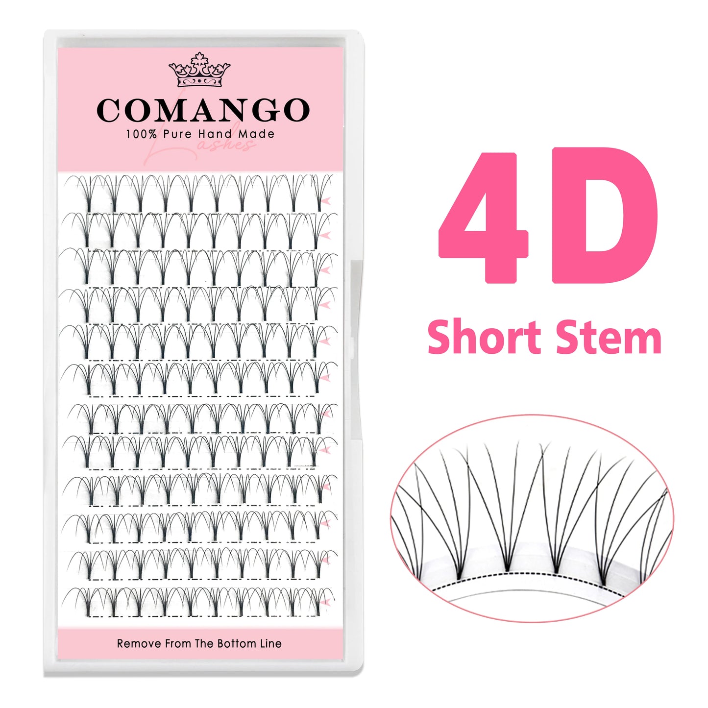 CoMango Premade Volume Fans Short Stem Russian Eyelash Extensions — 3D-10D Faux Mink Lashes Wholesale