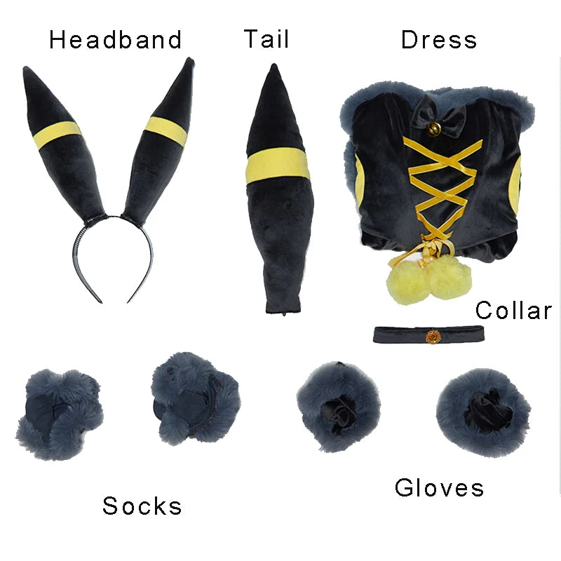 Anime Vaporeon Umbreon Sylveon Cosplay Costume - Sexy Cloak Dress Outfit for Women, Halloween & Christmas