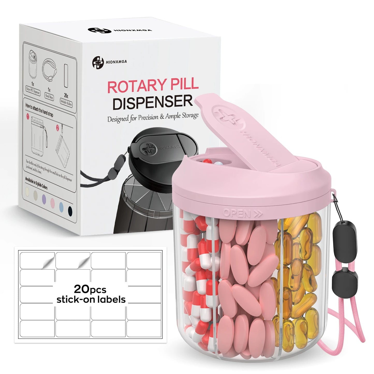 Weekly 7-Compartment Pill Organizer – Portable Travel Pill Case with Anti-Mix Design & 20 Labels