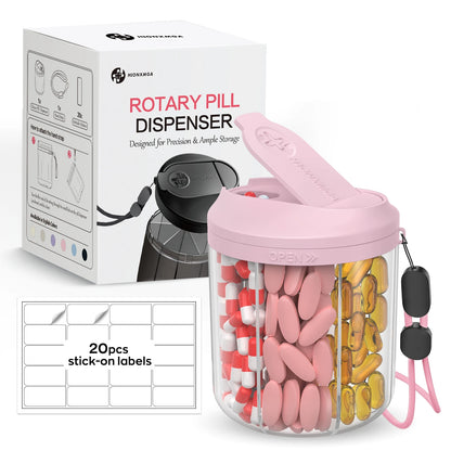 Weekly 7-Compartment Pill Organizer – Portable Travel Pill Case with Anti-Mix Design & 20 Labels