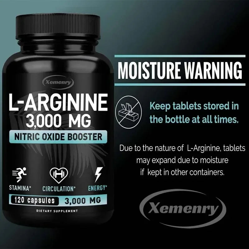 L-Arginine Supplement – Boost Energy, Strength & Endurance, Vascular Support for Exercise & Muscle Health