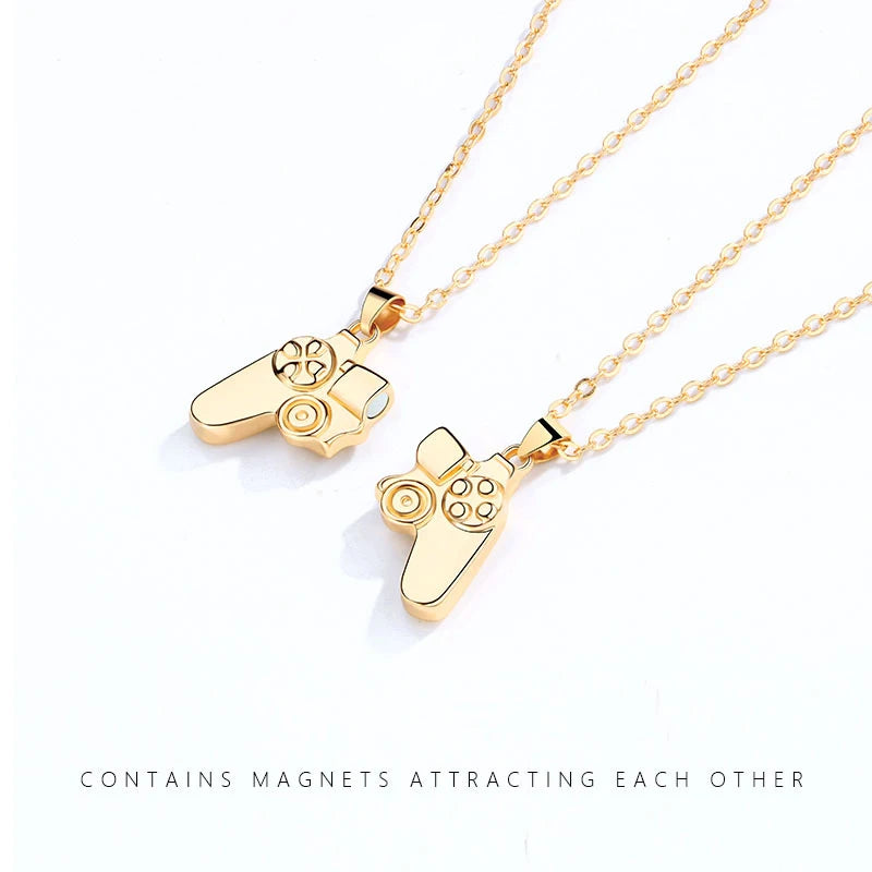 2Pcs Magnetic Couple Necklace Set – Game Controller Friendship Matching BFF Necklaces for Him & Her