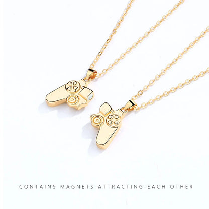 2Pcs Magnetic Couple Necklace Set – Game Controller Friendship Matching BFF Necklaces for Him & Her
