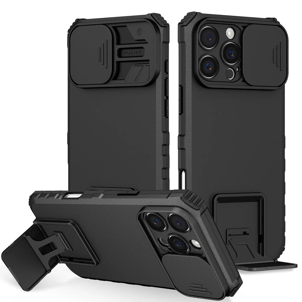 Slide Camera Protection Hard Case – Durable Plastic Phone Cover for iPhone 7 to 16 Series