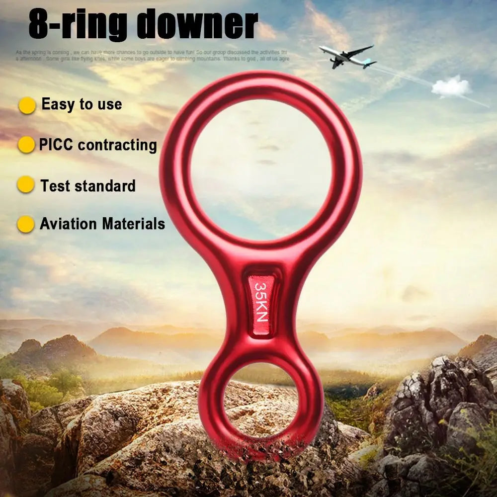 35KN Rock Climbing Descender – Figure 8 Rope Device for Downhill & Climbing Gear Equipment