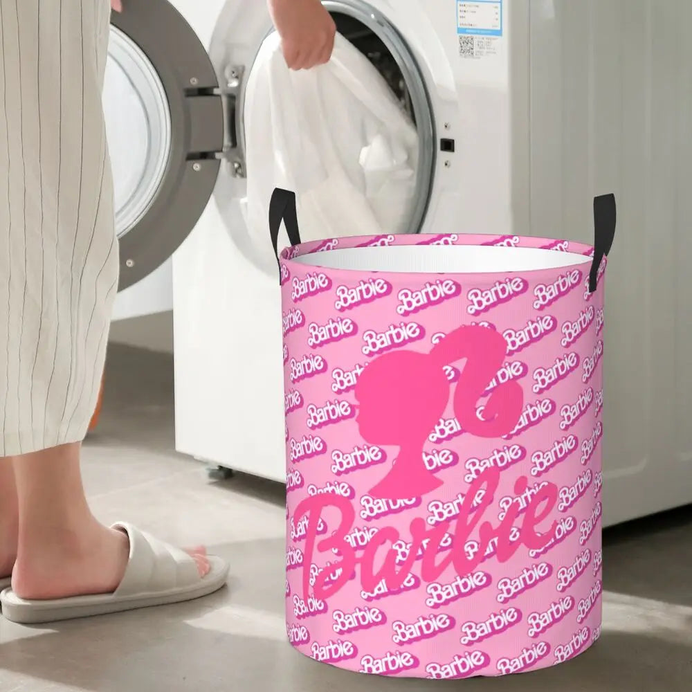 Custom Barbie Logo Laundry Basket – Collapsible Large Capacity Clothes Storage Bin, Disney Baby Hamper