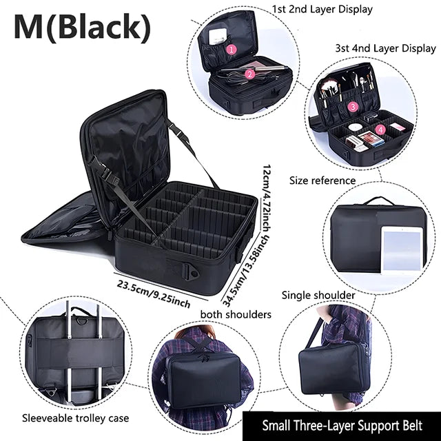 Professional Large Makeup Case – Travel Cosmetic Organizer & Nail Toolbox for Beauty Storage