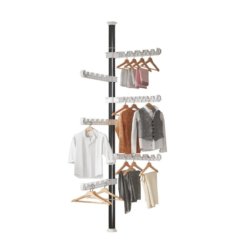 Carbon Steel Floor-to-Ceiling Drying Rack — No-Drill Expandable Clothes Hanger for Home, Bedroom & Balcony