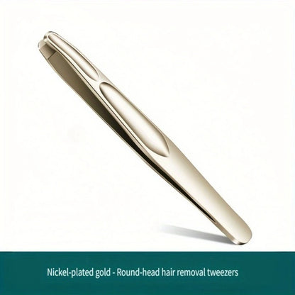 Premium Round Head Tweezers - Precision Eyebrow, Facial Hair & Beard Removal Tool