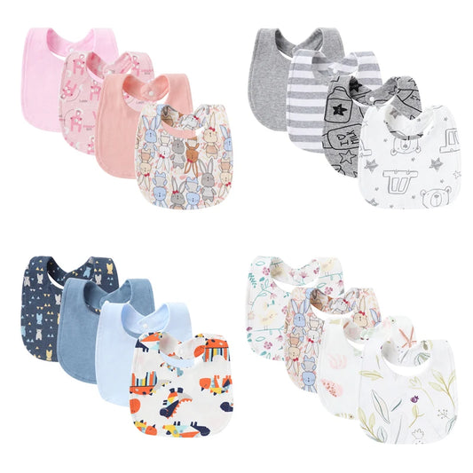 4Pcs Baby Bibs – Cotton Newborn Bibs for Girls & Boys, Infant Accessories, Toddler Saliva Towels for Baby Care