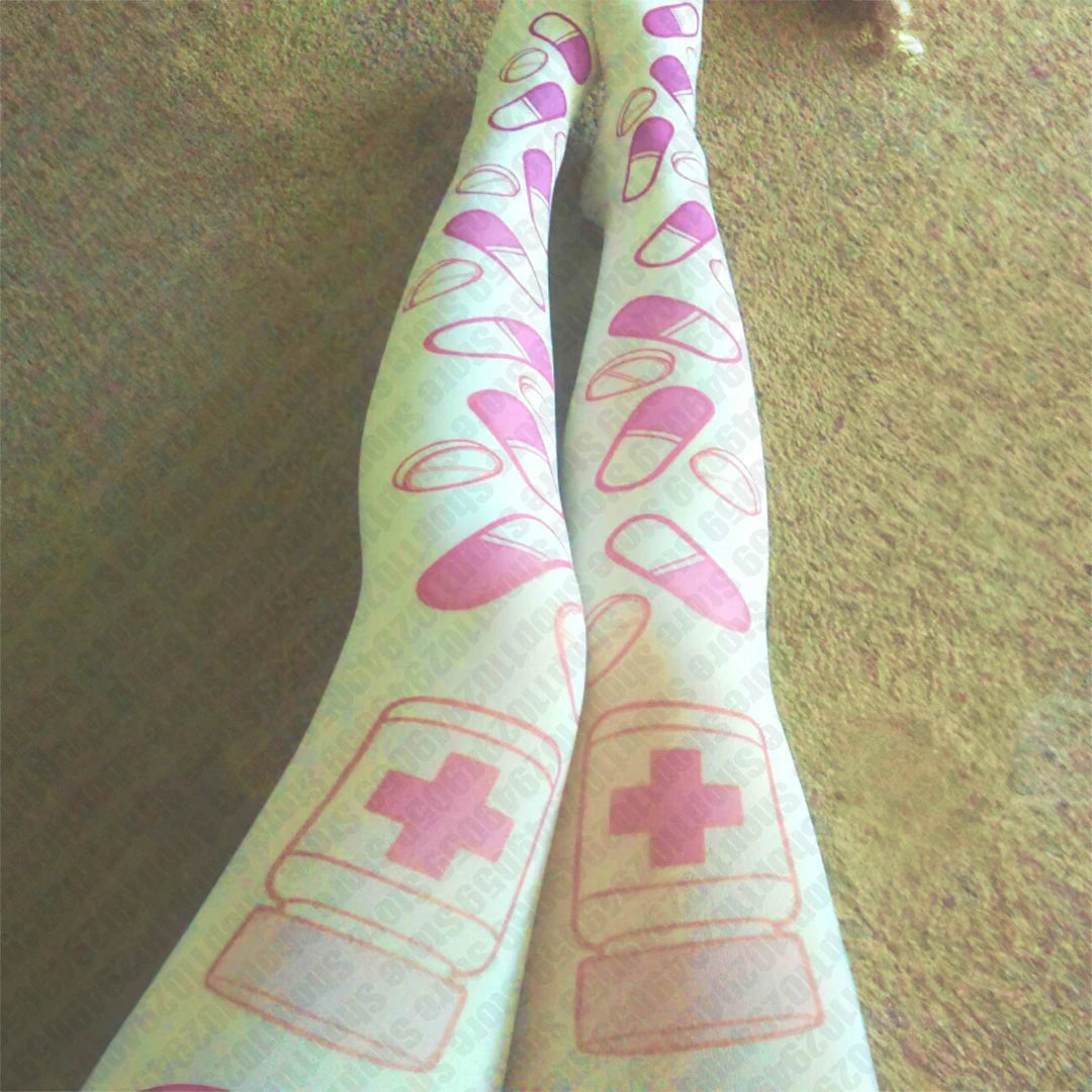 Y2K Letter Print Stockings - Vintage Harajuku Punk Long Socks for Women