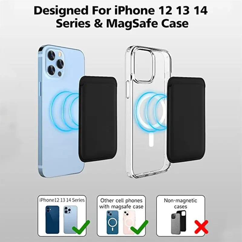 Leather MagSafe Wallet Case with Card Holder for iPhone 15 Pro Max, Compatible with iPhone 14, 13 & 12