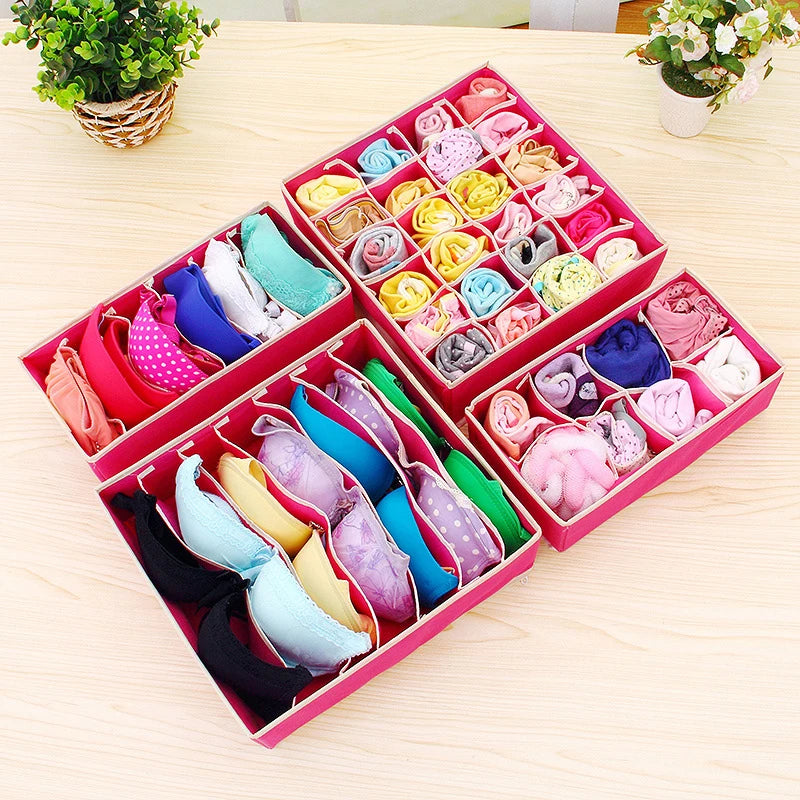 Sock & Underwear Organizer Drawer Divider – Foldable Closet Storage Bins for Bra, Underpants, Scarves, and Ties