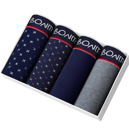 4pcs Men Cotton Boxer Shorts - Soft Comfortable Male Underwear Briefs Couple Boxers Set