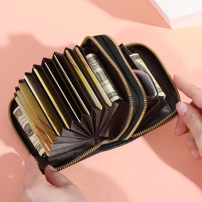 Women’s Short Zipper Purse with Lychee Pattern – Fashion Large Capacity Multi-Card Slot Coin Purse