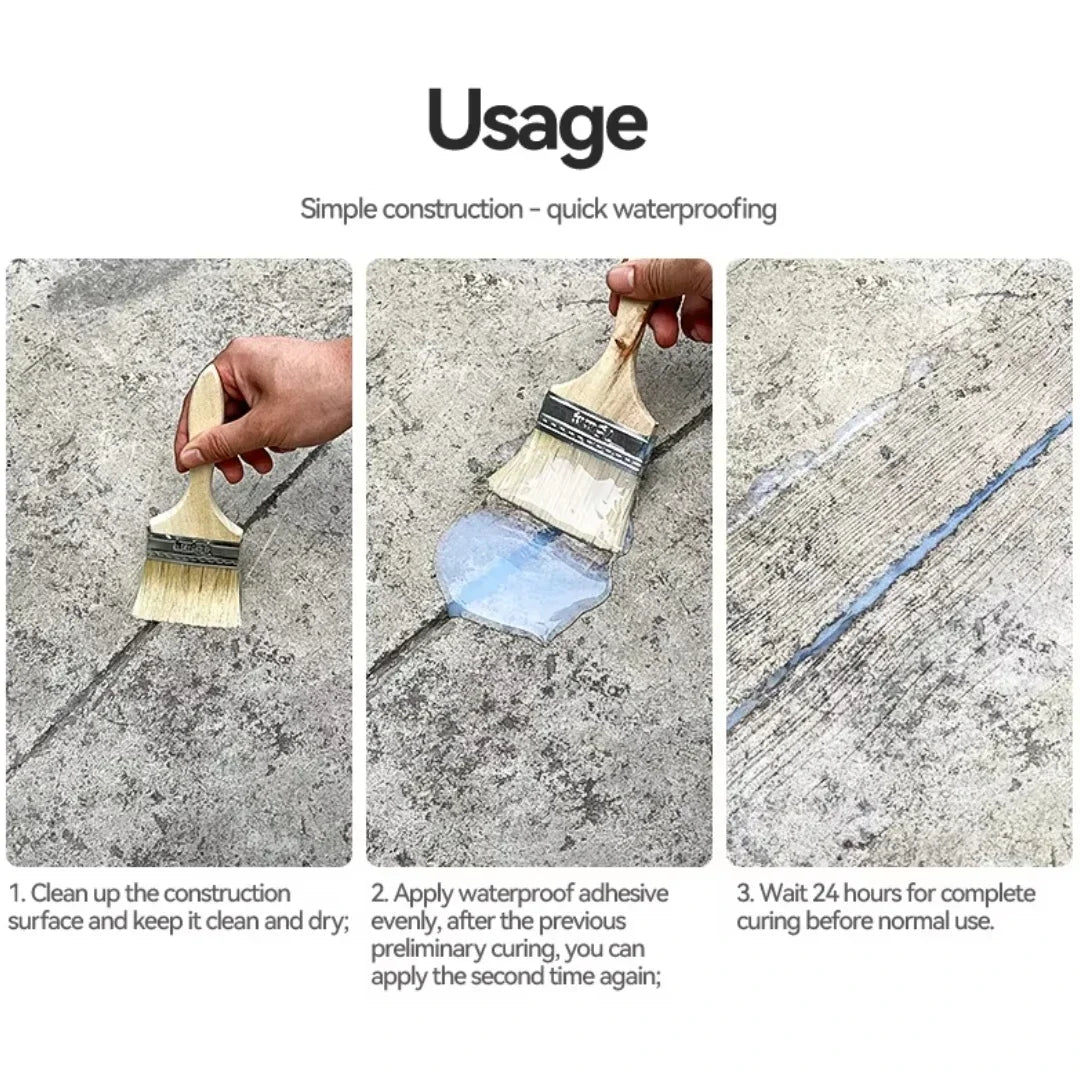 Transparent Waterproof Coating Sealant - Invisible Anti-Leak Paste for Roofs, Bathroom Walls, and Crack Repair with Brush