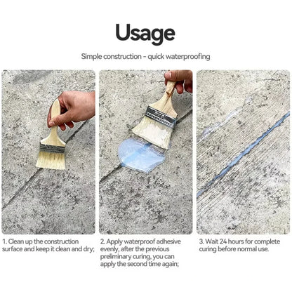 Transparent Waterproof Coating Sealant - Invisible Anti-Leak Paste for Roofs, Bathroom Walls, and Crack Repair with Brush