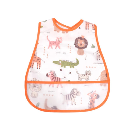 Adjustable Baby Bibs - Waterproof EVA Cotton Cartoon Feeding Bibs with Burp Cloth for Boys & Girls