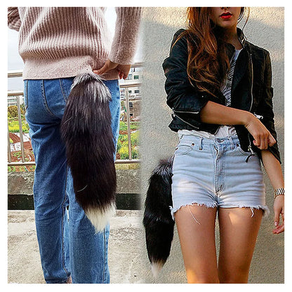 2024 Natural Fox Fur Tail Keychain – Chic Y2K Furry 40cm Keyring Accessory for Women’s Car Keys