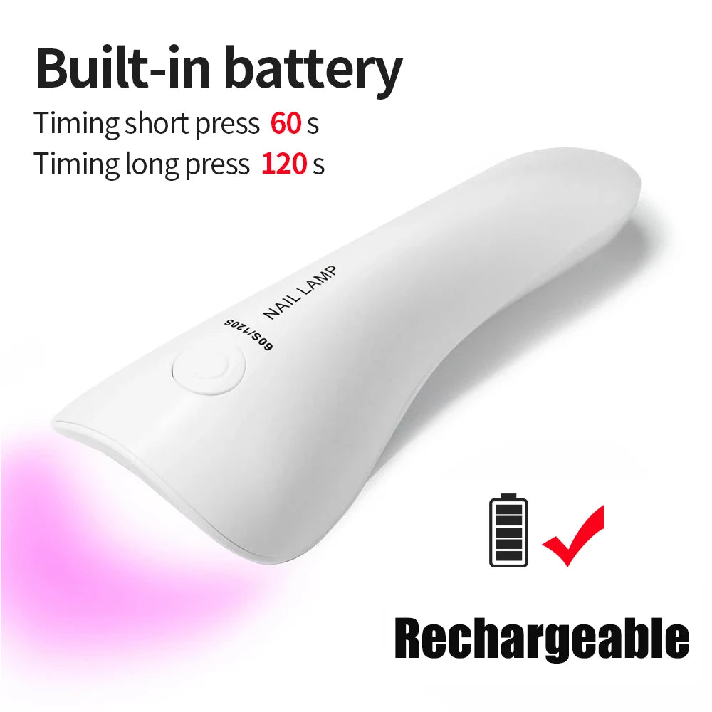 Handheld Rechargeable UV LED Nail Lamp – Mini Quick Dry Gel Polish Dryer for Manicure & Pedicure Home Nail Care Tool
