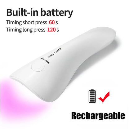 Handheld Rechargeable UV LED Nail Lamp – Mini Quick Dry Gel Polish Dryer for Manicure & Pedicure Home Nail Care Tool