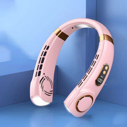 Portable Neck Fan - Hands Free Bladeless Personal Cooling Fan with LED, 4 Cooling Plates & 4000mAh Rechargeable Battery
