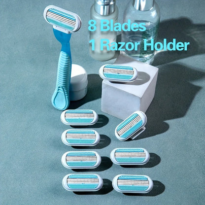 Women’s 3-Layer Manual Razor – Replaceable Head Shaver for Armpit, Leg & Bikini Hair Removal