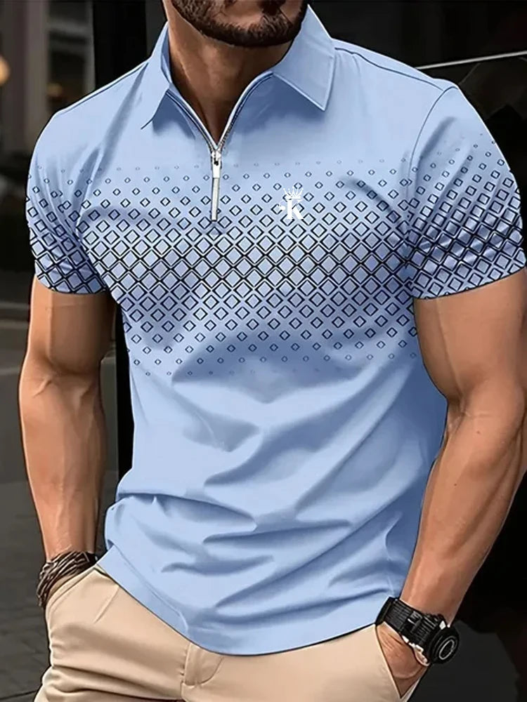 Men's Golf Polo Shirt - Business Casual Short Sleeve 3D Print Summer Polo