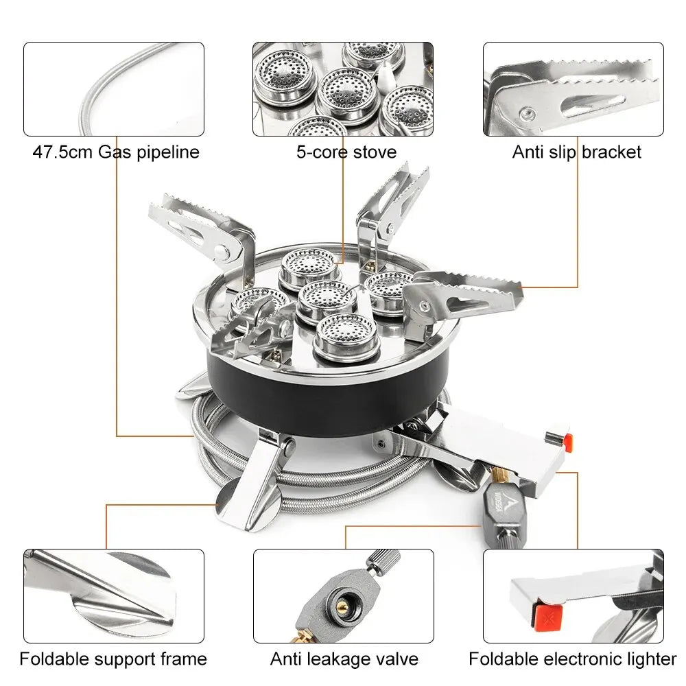 Widesea Camping Tourist Burner 8800W Gas Stove Cookware - Portable Furnace for Picnics & Barbecues - Outdoor Recreation Supplies