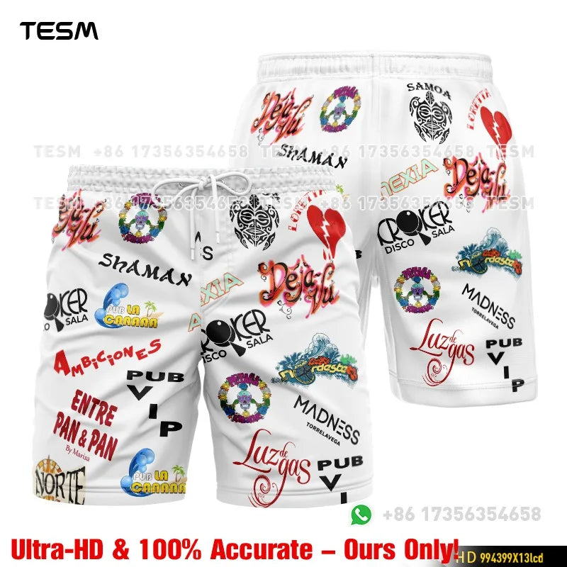 Men’s Lion Print Beach Shorts - Casual Summer Vacation & Sports Running Shorts