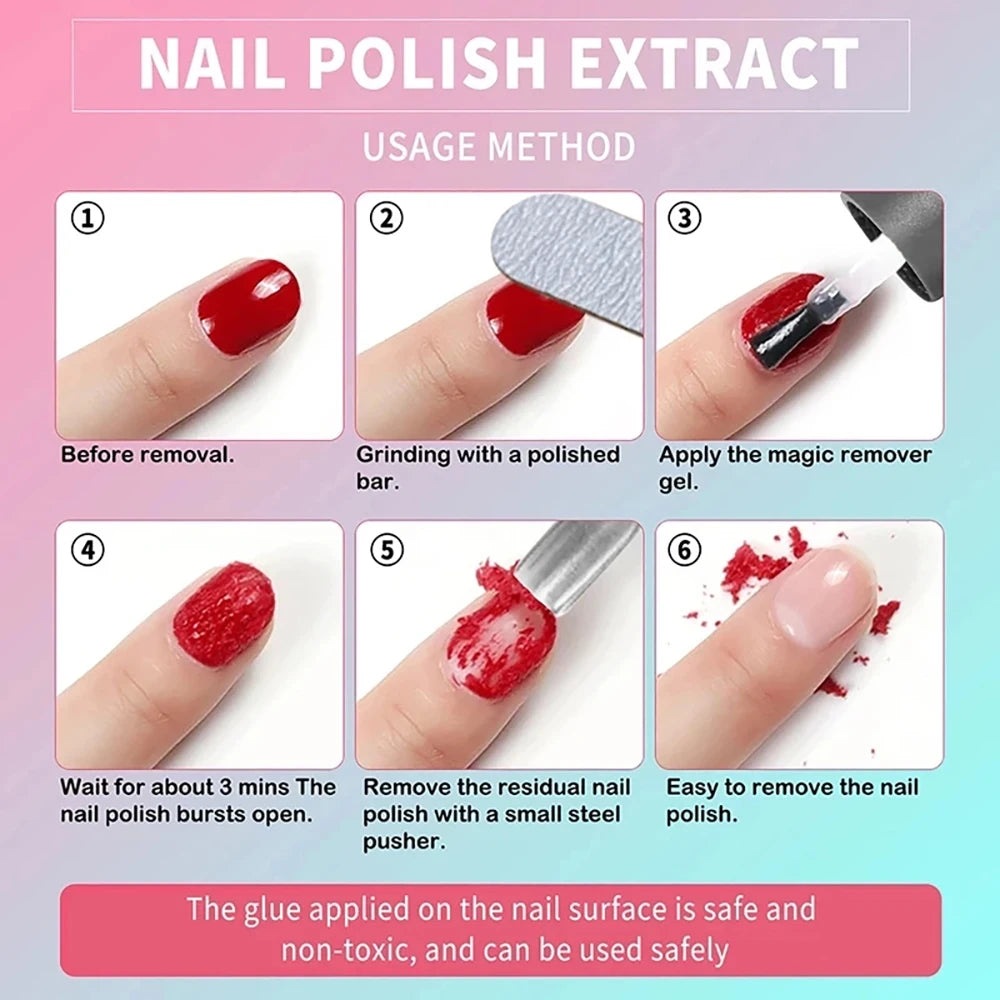 15ML Fast Nail Gel Remover — Magic Effect Professional Soak-Off UV Cleaner for Semi-Permanent Polish & Manicure Varnish