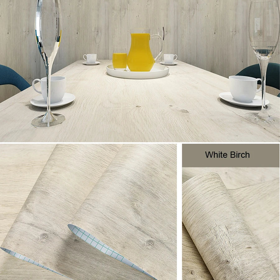 WZF Waterproof Wood Grain Wallpaper Roll - Self Adhesive Vinyl Film for Furniture, Cabinets & DIY Home Decor