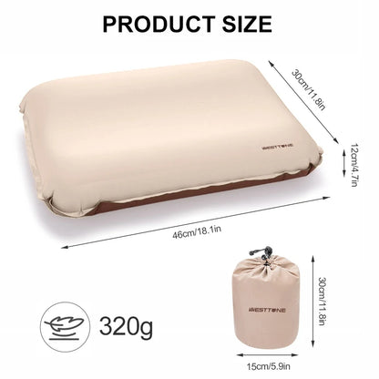 Westtune Self Inflating Camping Pillow - 3D Ultralight Portable Travel Sleeping Neck Pillow for Outdoor Adventures