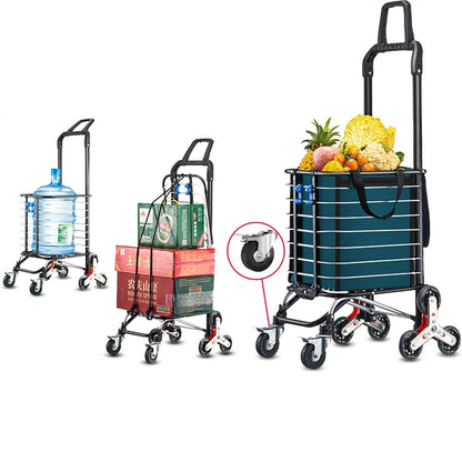 Portable Aluminum Alloy Grocery Cart – Folding Trolley with Large Capacity, Lightweight & Step Climbing Design