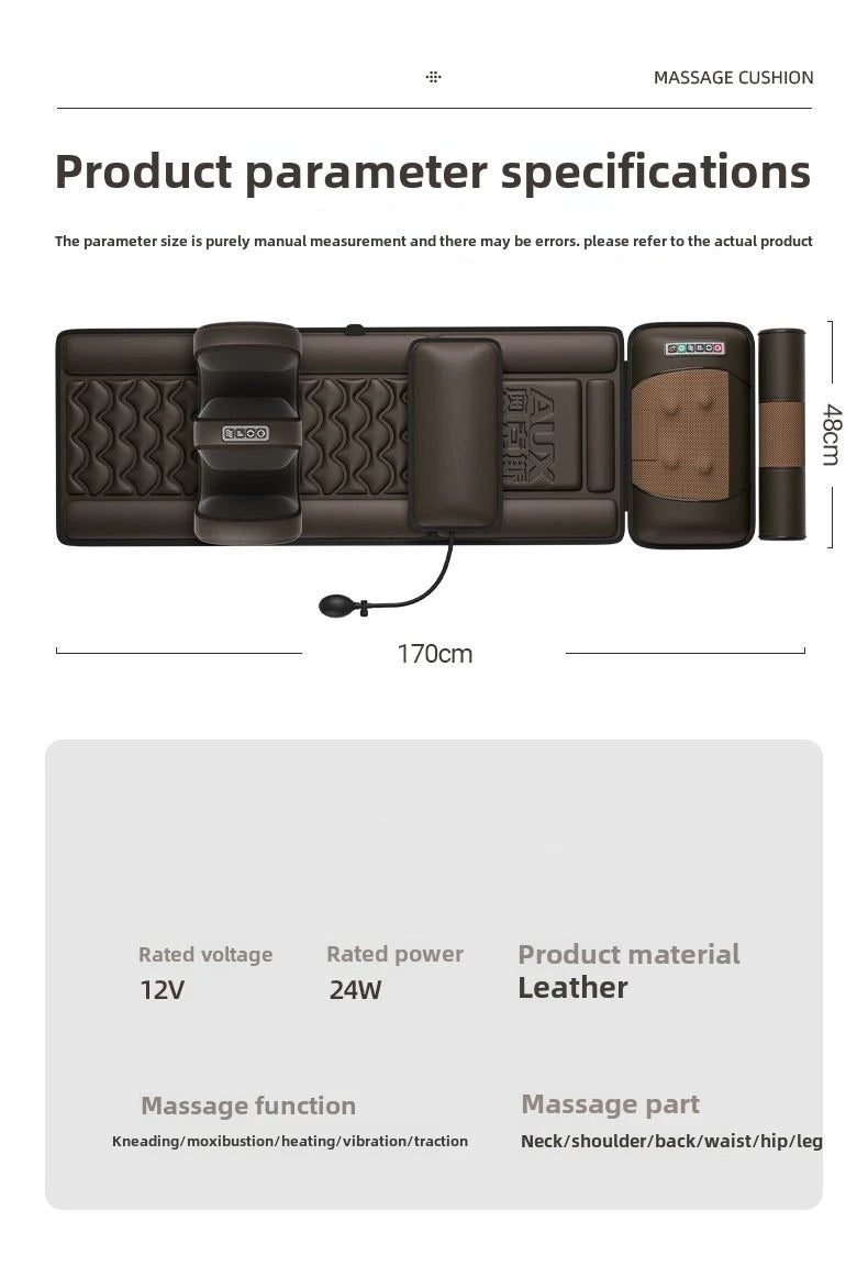 Multifunctional Electric Lumbar Traction Massage Mattress Cushion – Full Body Vibrations for Shoulder, Neck, Waist, and Back with Removable Cover