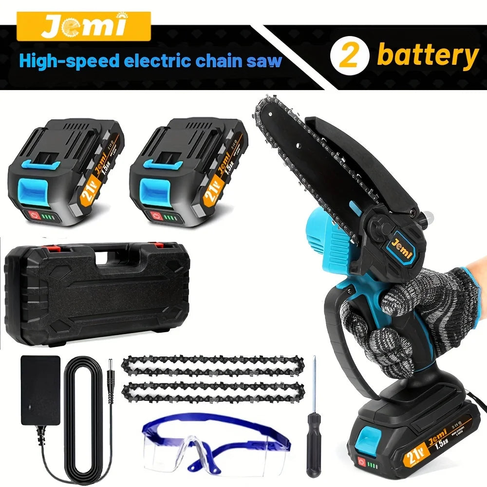 Jemi Tool 6" Mini Chainsaw – 21V Battery Powered Portable Electric Saw with Automatic Oiler for Easy Pruning