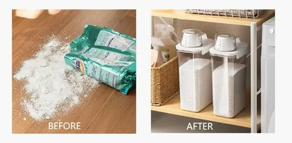 Airtight Laundry Detergent Dispenser – Clear Powder & Liquid Storage Container with Lid Jar