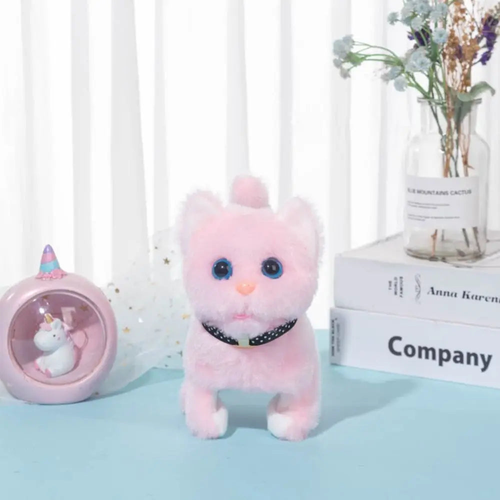 Electronic Voice Control Robot Cat Toy - Walking Plush Meowing Simulation for Kids