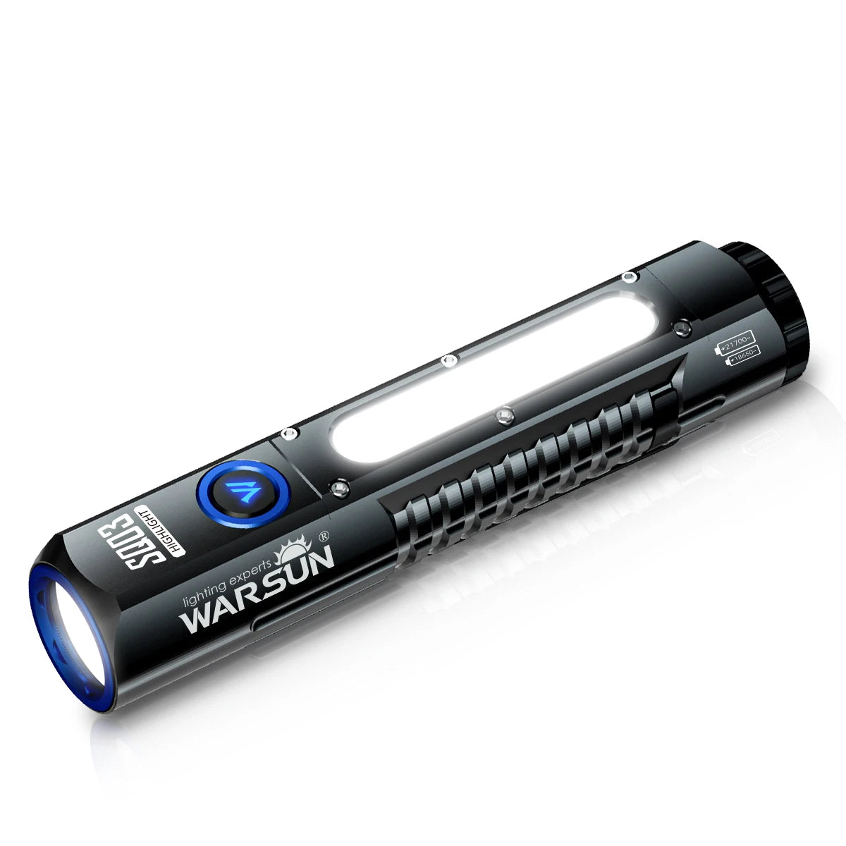 Warsun Powerful LED Flashlight – Rechargeable Magnet Torch with 8 Modes, Portable Lantern for Camping & Hiking