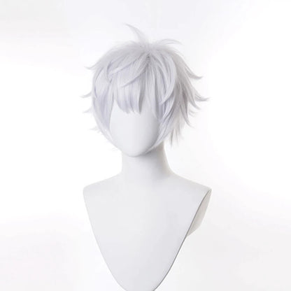 RANYU White Men’s Wig – Short Straight Synthetic Anime Hair, High-Temperature Fiber for Cosplay & Party