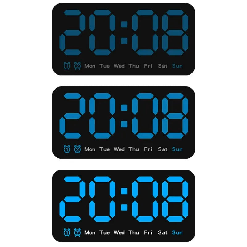 Voice Control Large Digital Wall Clock – LED Display with Temperature, Date, Week, DST, Snooze, Dual Alarm, 12/24H, Wall-Mounted or Table Use